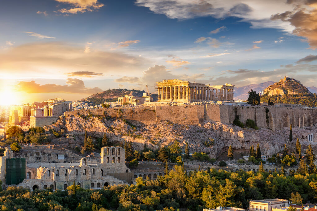 The,Acropolis,Of,Athens,,Greece,,With,The,Parthenon,Temple,On