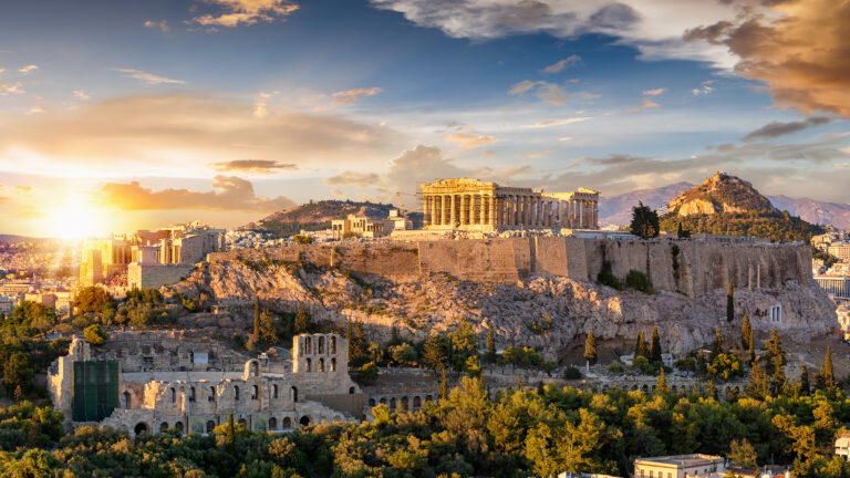 The,Acropolis,Of,Athens,,Greece,,With,The,Parthenon,Temple,On