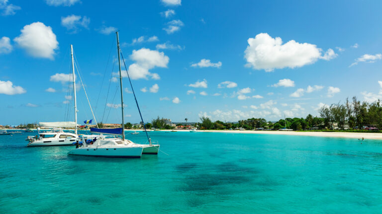 The,Sunny,Tropical,Carribean,Island,Of,Barbados,With,Blue,Water