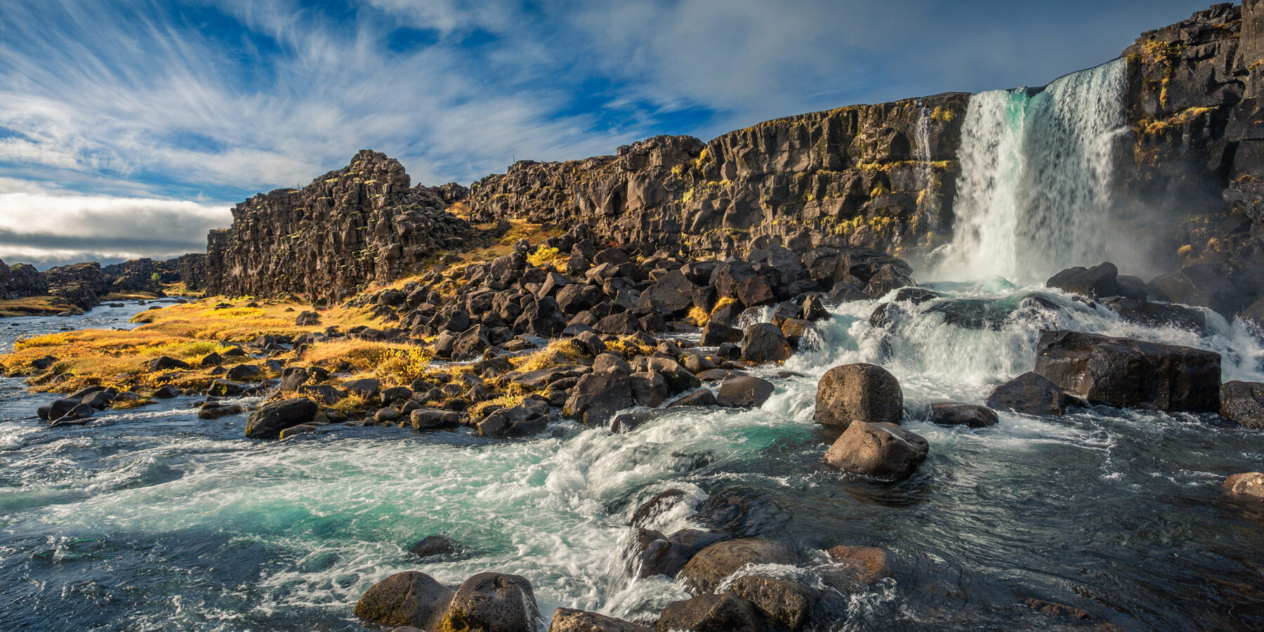 Thingvellir,Waterfall,Iceland.,Autumn,Landscape