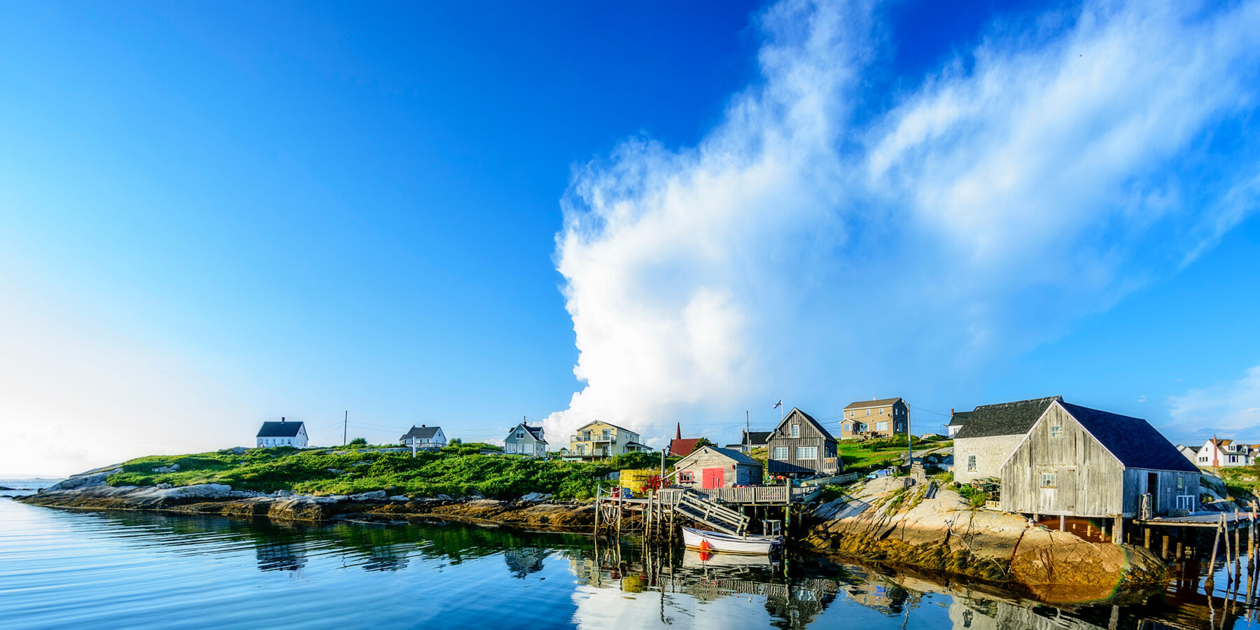 A,Wide,Angle,View,Of,A,Calm,Summer,Evening,In