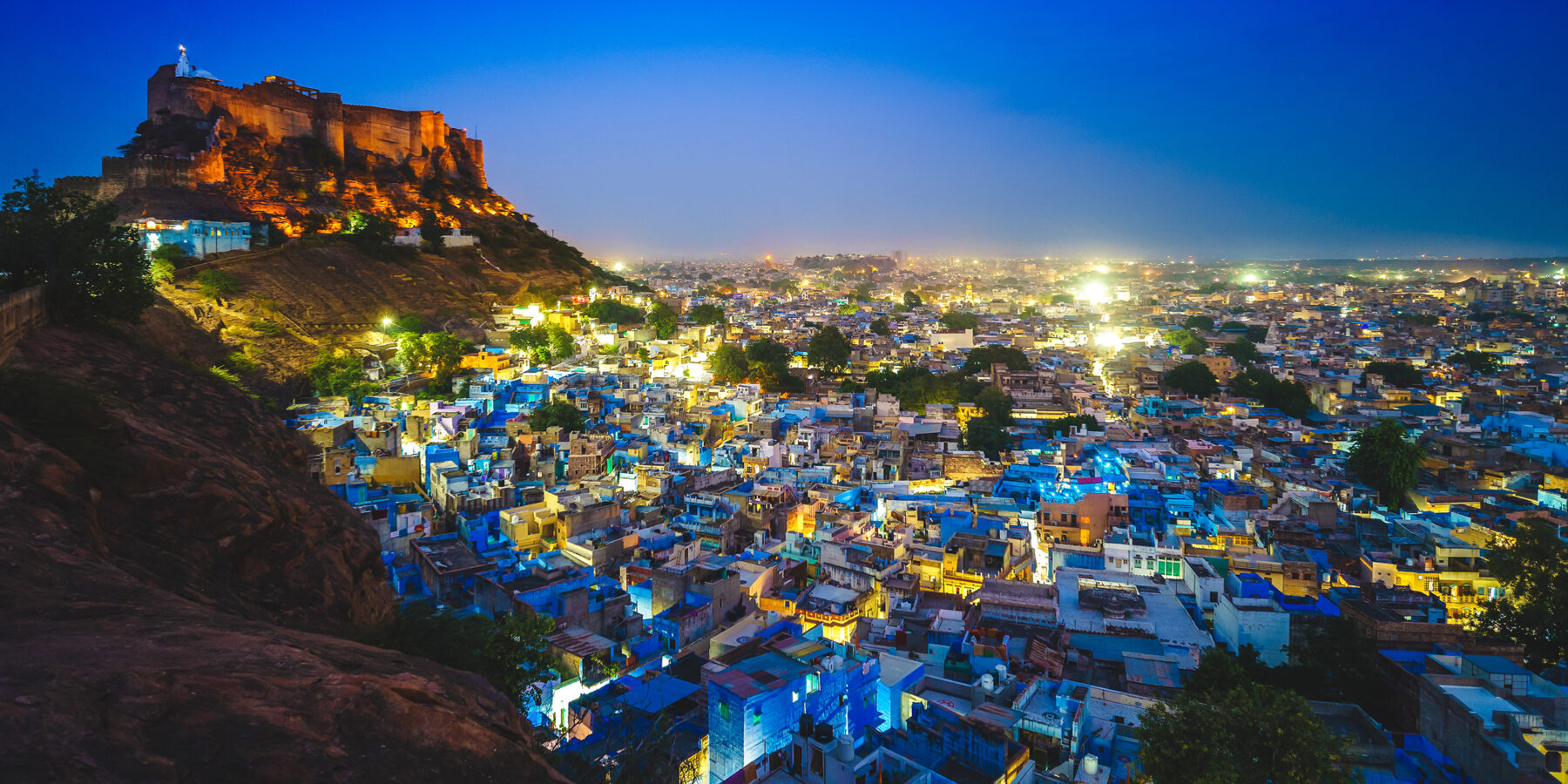 Aerial,View,Of,Jodhpur,At,Dusk,In,India