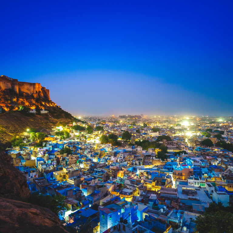 Aerial,View,Of,Jodhpur,At,Dusk,In,India