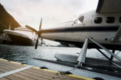 Seaplane,And,Cruise,Ships,Docked,Along,The,Pier,In,Juneau,