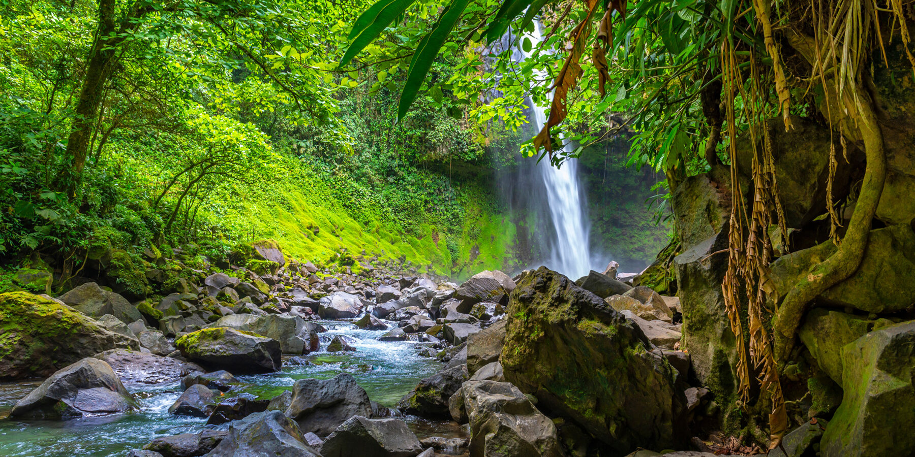 La,Fortuna,Waterfall,In,The,Forest,With,River,,Close,To