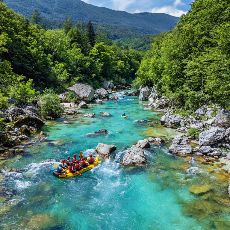 Soca,Valley,,Slovenia,-,Aerial,View,Of,The,Emerald,Alpine