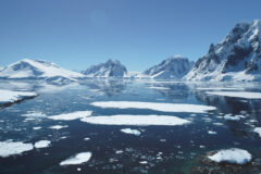 Antarctica,Ocean,Bay,Aerial,Landscape,In,Sunny,Day.,Melting,Ice