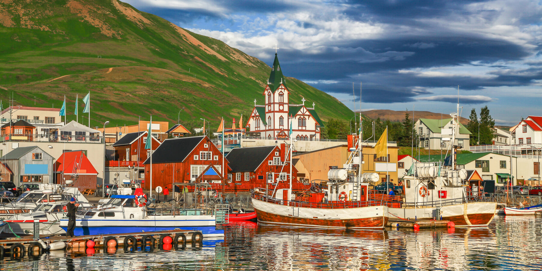 Beautiful,View,Of,The,Historic,Town,Of,Husavik,With,Traditional
