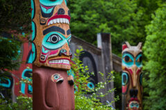 Detail,Of,Totem,Pole,At,Saxman,Village,Tribal,House,Near