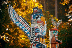 Indian,Totem,Poles,In,Stanley,Park,In,Vancouver,,Canada.