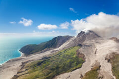 The,Active,Soufriere,Hills,Volcano,In,Montserrat,Seen,From,Helicopter.